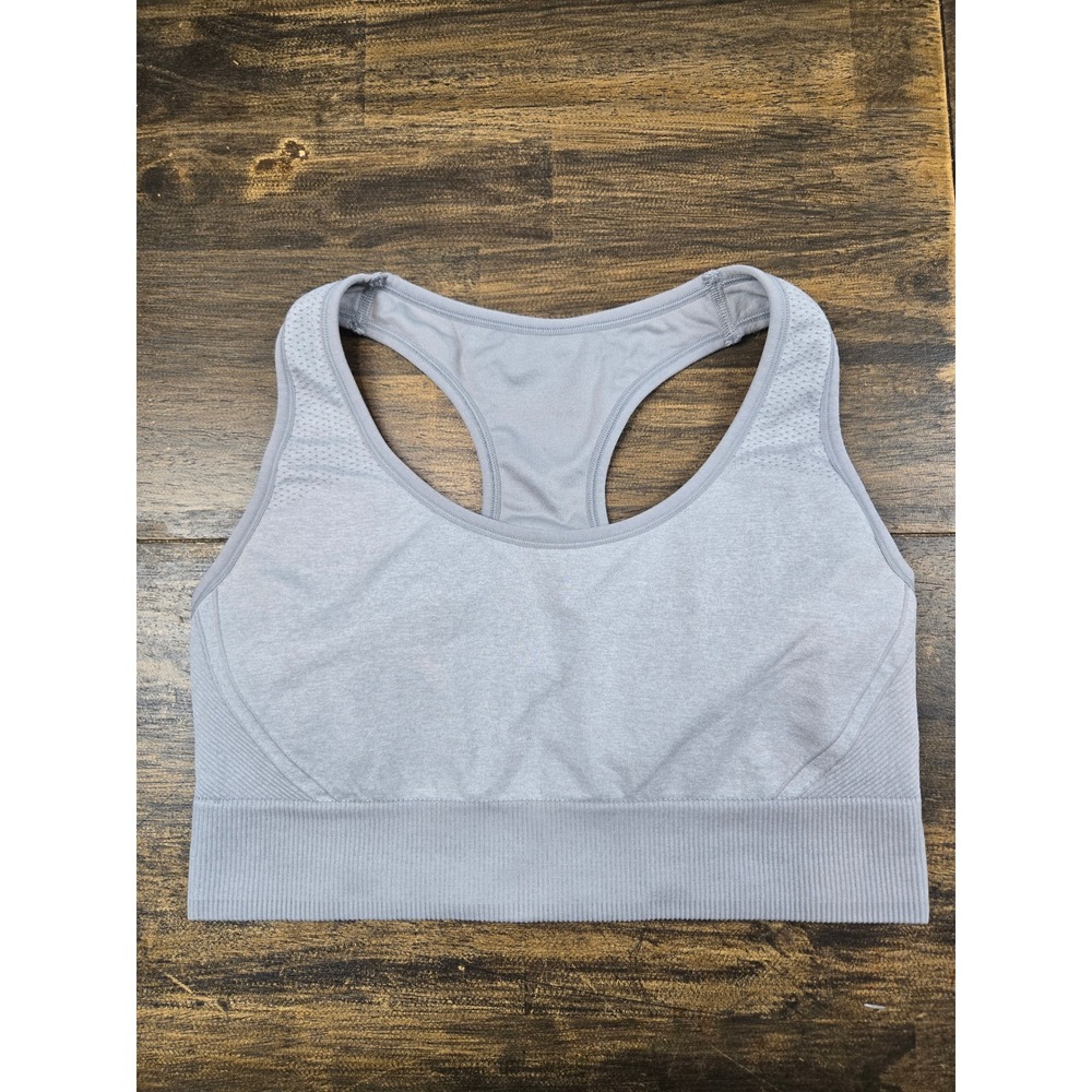 All in Motion Womens XXL Seamless Racerback Sports Bra Heather Grey Med Support